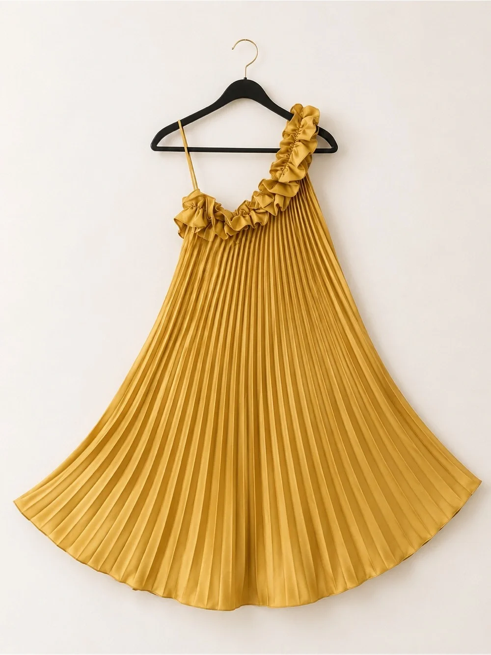Vintage BCBGMAXAZRIA Cece Pleated One-Shoulder Dress XS NWT Canary Yello